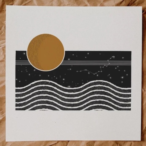 Boho Art Print 12”x12” “The Moon and Her Waves” - Picture 2 of 2